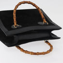 GUCCI Bamboo Hand Bag Suede Black Gold 002 1186 0260 Auth BA12037-6