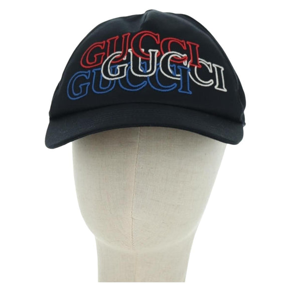 GUCCI Cap Canvas Black Auth BA12038A
