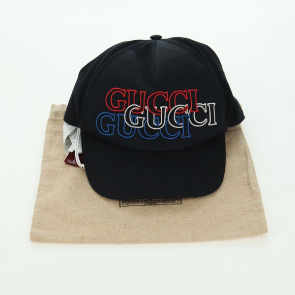 GUCCI Cap Canvas Black Auth BA12038A