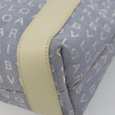 BVLGARI Logo Mania Tote Bag Canvas Light Blue Silver Auth BA12043A-15