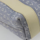 BVLGARI Logo Mania Tote Bag Canvas Light Blue Silver Auth BA12043A-16