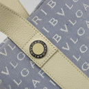 BVLGARI Logo Mania Tote Bag Canvas Light Blue Silver Auth BA12043A-17