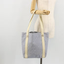 BVLGARI Logo Mania Tote Bag Canvas Light Blue Silver Auth BA12043A-23