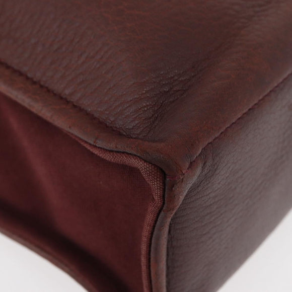 HERMES Fourre Tout MM Hand Bag Canvas Bordeaux Silver Auth BA12044A