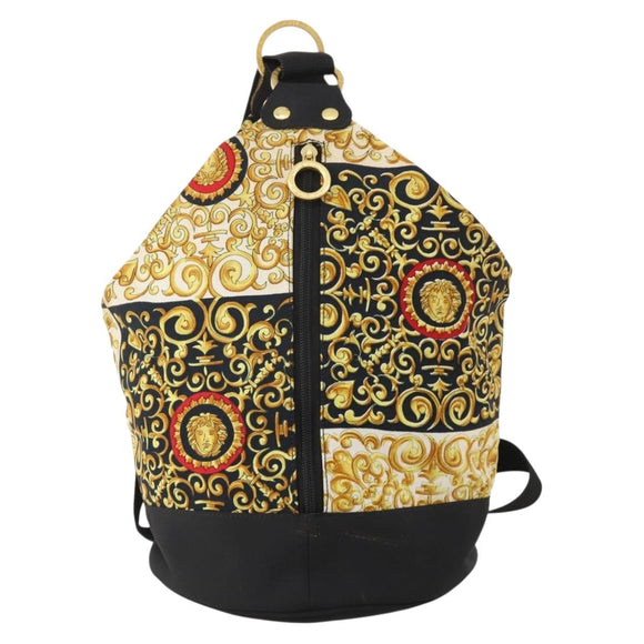 VERSACE Shoulder Bag Canvas Multicolor Gold Auth BA12046A