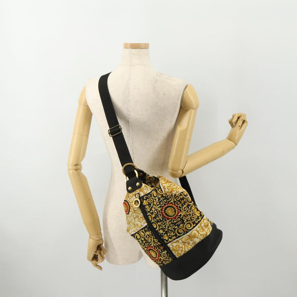 VERSACE Shoulder Bag Canvas Multicolor Gold Auth BA12046A