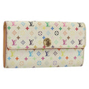 LOUIS VUITTON Multicolor Portefeuille Sarah Wallet White M93532 LV Auth BA12053-1