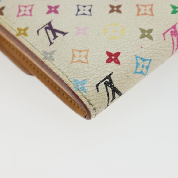 LOUIS VUITTON Multicolor Portefeuille Sarah Wallet White M93532 LV Auth BA12053
