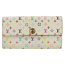 LOUIS VUITTON Multicolor Portefeuille Sarah Wallet White M93532 LV Auth BA12053-13