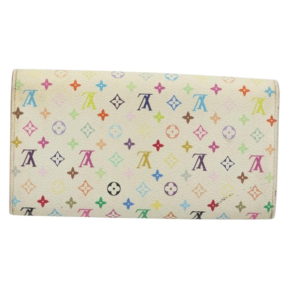 LOUIS VUITTON Multicolor Portefeuille Sarah Wallet White M93532 LV Auth BA12053