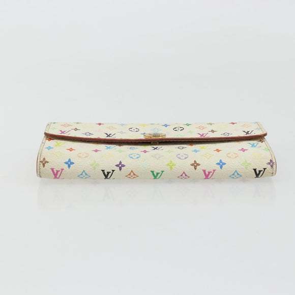 LOUIS VUITTON Multicolor Portefeuille Sarah Wallet White M93532 LV Auth BA12053