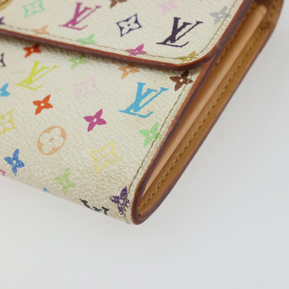 LOUIS VUITTON Multicolor Portefeuille Sarah Wallet White M93532 LV Auth BA12053