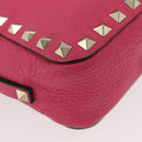 VALENTINO Rock Studs Chain Shoulder Bag Leather Pink Gold Auth BA12057A-9
