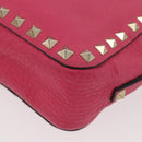 VALENTINO Rock Studs Chain Shoulder Bag Leather Pink Gold Auth BA12057A-14