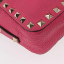 VALENTINO Rock Studs Chain Shoulder Bag Leather Pink Gold Auth BA12057A-15