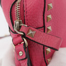 VALENTINO Rock Studs Chain Shoulder Bag Leather Pink Gold Auth BA12057A-10