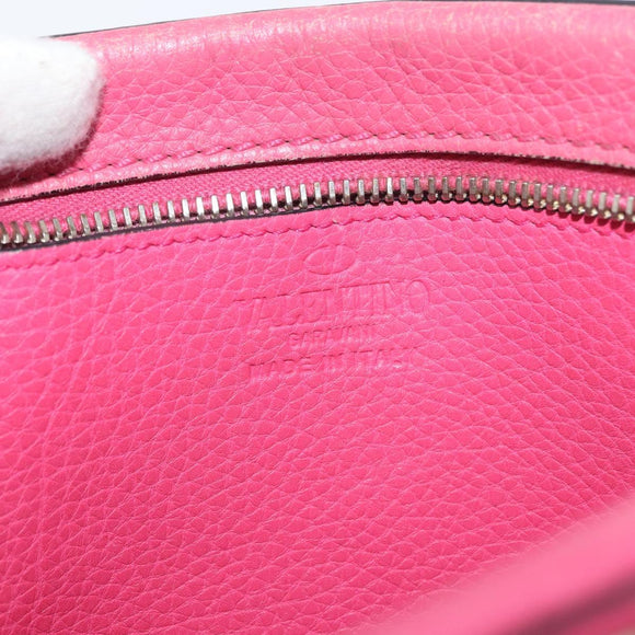 VALENTINO Rock Studs Chain Shoulder Bag Leather Pink Gold Auth BA12057A