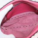 VALENTINO Rock Studs Chain Shoulder Bag Leather Pink Gold Auth BA12057A-11