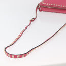 VALENTINO Rock Studs Chain Shoulder Bag Leather Pink Gold Auth BA12057A-7