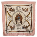 HERMES Carre 90 Scarf ""EQUIPAGES"" Silk Pink Auth BA12063-1