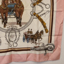 HERMES Carre 90 Scarf ""EQUIPAGES"" Silk Pink Auth BA12063-10