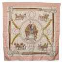 HERMES Carre 90 Scarf ""EQUIPAGES"" Silk Pink Auth BA12063-14