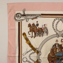 HERMES Carre 90 Scarf ""EQUIPAGES"" Silk Pink Auth BA12063-2