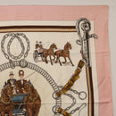 HERMES Carre 90 Scarf ""EQUIPAGES"" Silk Pink Auth BA12063-4