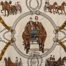 HERMES Carre 90 Scarf ""EQUIPAGES"" Silk Pink Auth BA12063-6