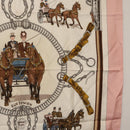 HERMES Carre 90 Scarf ""EQUIPAGES"" Silk Pink Auth BA12063-7