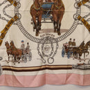 HERMES Carre 90 Scarf ""EQUIPAGES"" Silk Pink Auth BA12063-9
