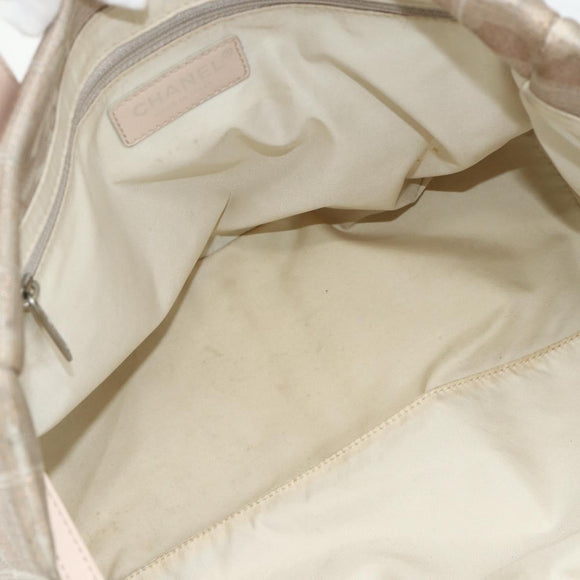 CHANEL New Travel line Tote Bag Nylon Pink Silver CC Auth BA12064A