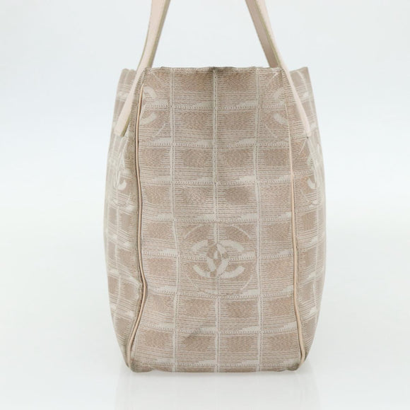 CHANEL New Travel line Tote Bag Nylon Pink Silver CC Auth BA12064A