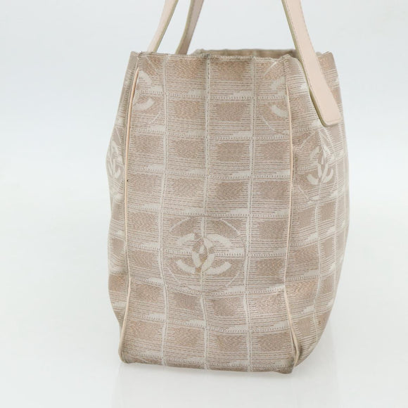 CHANEL New Travel line Tote Bag Nylon Pink Silver CC Auth BA12064A