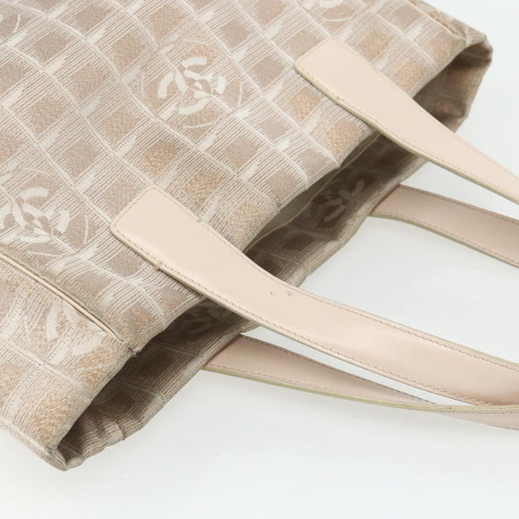 CHANEL New Travel line Tote Bag Nylon Pink Silver CC Auth BA12064A