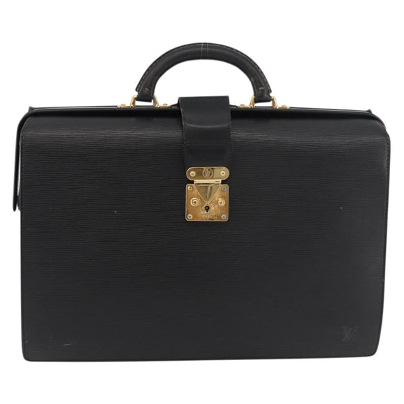 LOUIS VUITTON Epi Serviette Fermoir Business Bag Black M54352 LV Auth BA12065