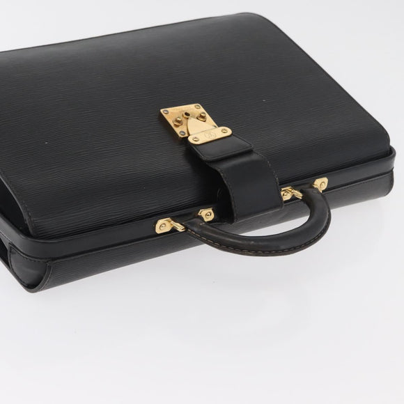 LOUIS VUITTON Epi Serviette Fermoir Business Bag Black M54352 LV Auth BA12065