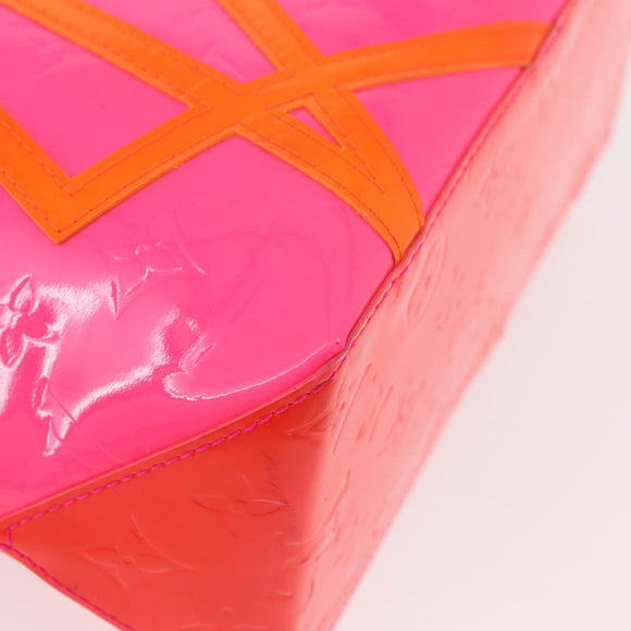 LOUIS VUITTON Monogram Vernis Fluo Reade MM Hand Bag Pink M91900 Auth BA12066A