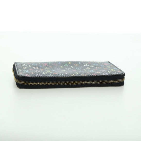 LOUIS VUITTON Monogram Multicolor Zippy Wallet Black M60243 LV Auth BA12070V