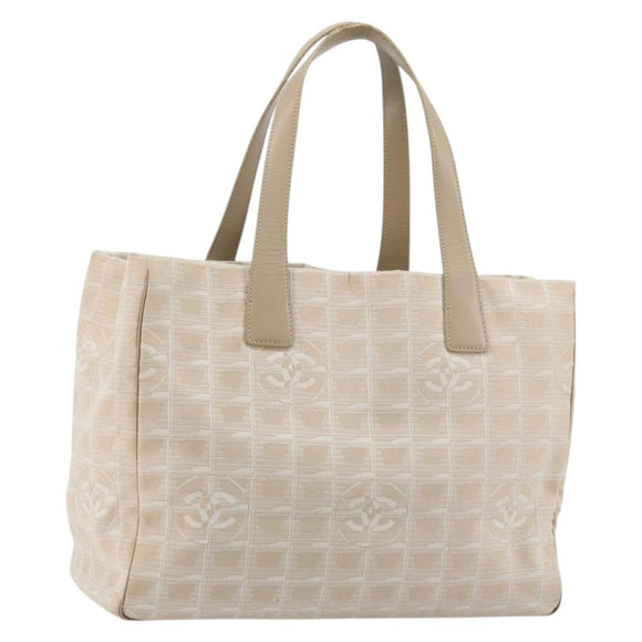 CHANEL New Travel Line Tote Bag Nylon Pink Gold CC Auth BA12074A