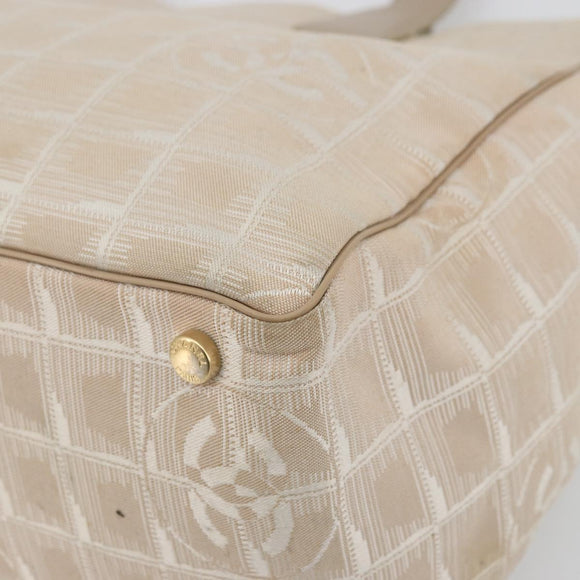 CHANEL New Travel Line Tote Bag Nylon Pink Gold CC Auth BA12074A