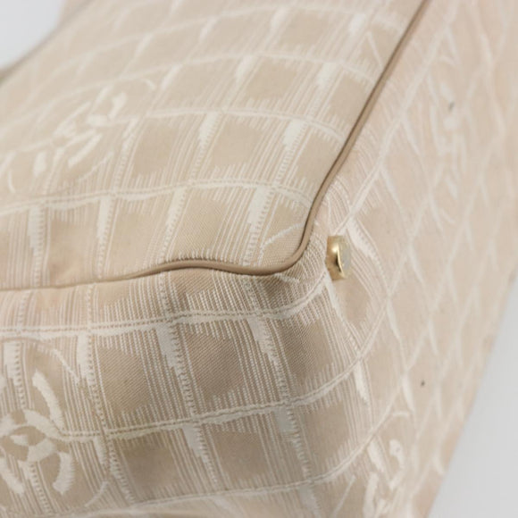 CHANEL New Travel Line Tote Bag Nylon Pink Gold CC Auth BA12074A