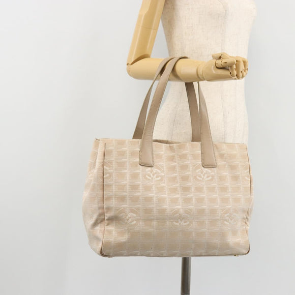 CHANEL New Travel Line Tote Bag Nylon Pink Gold CC Auth BA12074A