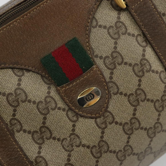 GUCCI GG Supreme Web Sherry Line Bag PVC Beige Gold 39 02 007 Auth BA12075