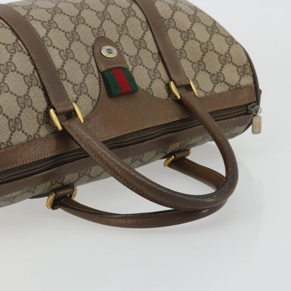 GUCCI GG Supreme Web Sherry Line Bag PVC Beige Gold 39 02 007 Auth BA12075