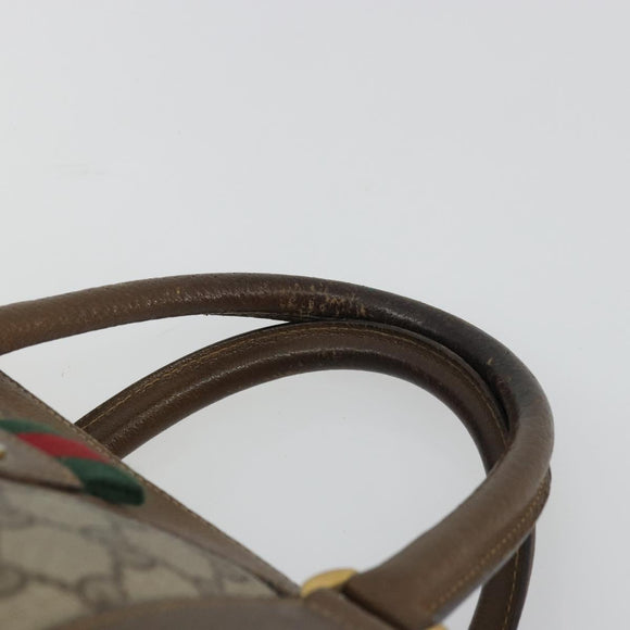 GUCCI GG Supreme Web Sherry Line Bag PVC Beige Gold 39 02 007 Auth BA12075