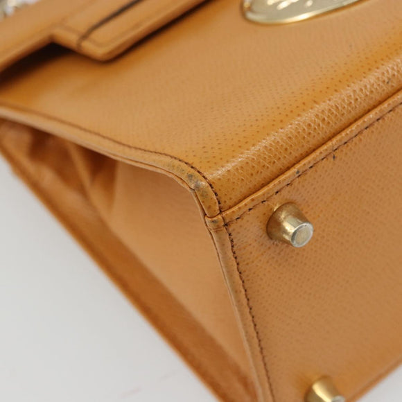 Gianni Versace Shoulder Bag Leather 2way Brown Gold Auth BA12090A