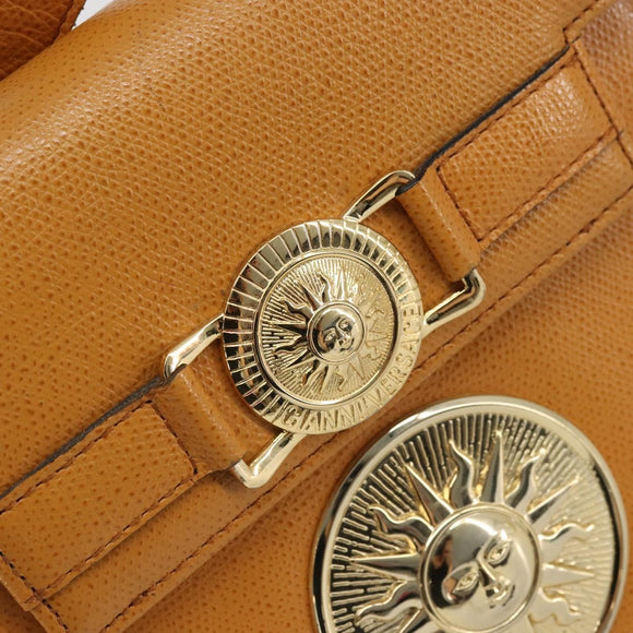 Gianni Versace Shoulder Bag Leather 2way Brown Gold Auth BA12090A