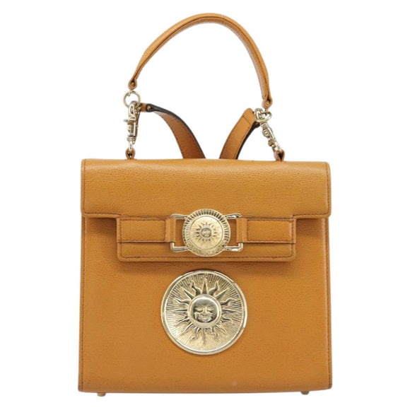 Gianni Versace Shoulder Bag Leather 2way Brown Gold Auth BA12090A