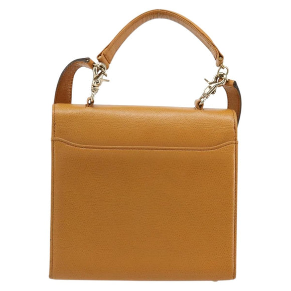 Gianni Versace Shoulder Bag Leather 2way Brown Gold Auth BA12090A